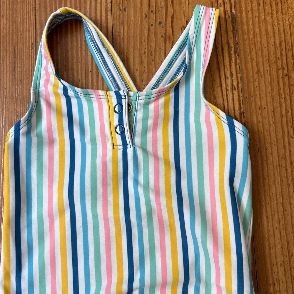 Old Navy One Piece Swimsuit Kids Multicolor Striped Racerback SIZE 4T‎
